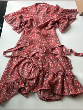 Max Studio Coral Floral Print Wrap Dress